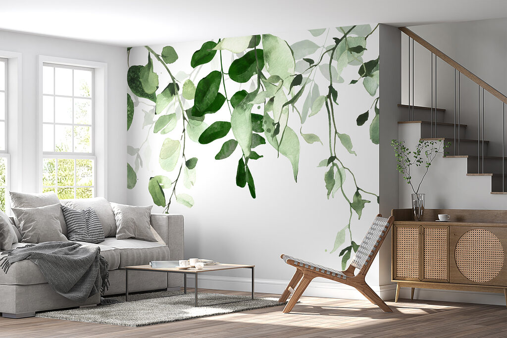 Hangende blaadjes tegen wit — interieur 5