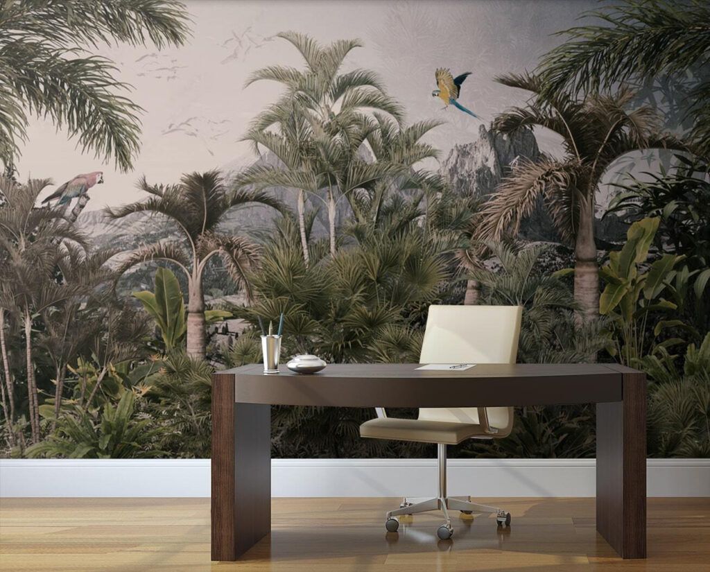 Vogels boven verre jungle — interieur 3