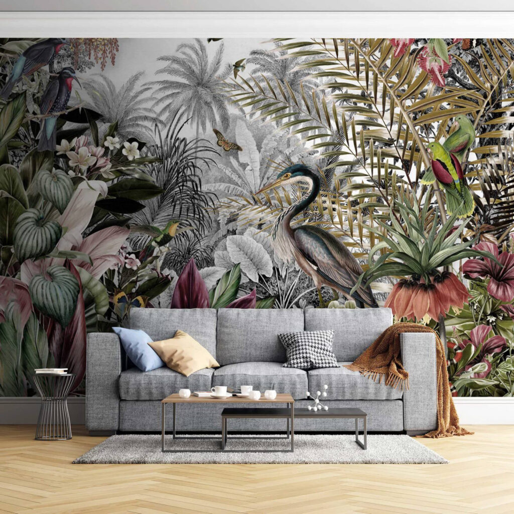 Een tropisch paradijs vol wilde dieren in een interieur