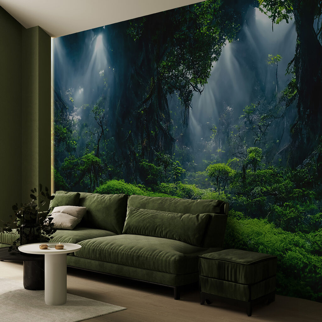 Licht valt door jungleduister — interieur 4