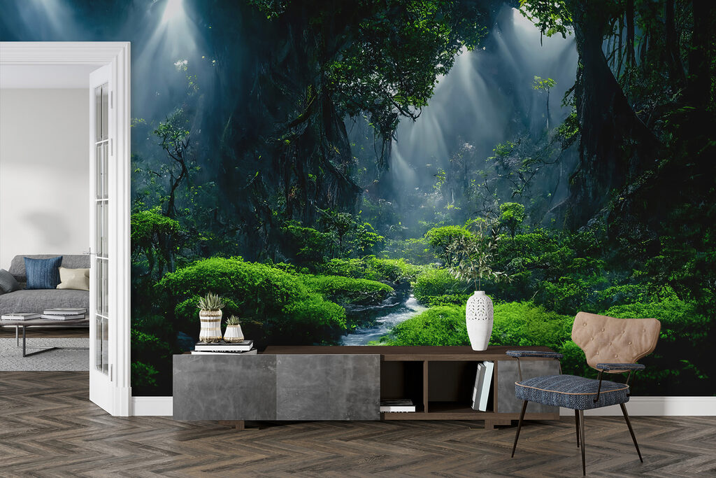 Licht valt door jungleduister — interieur 5