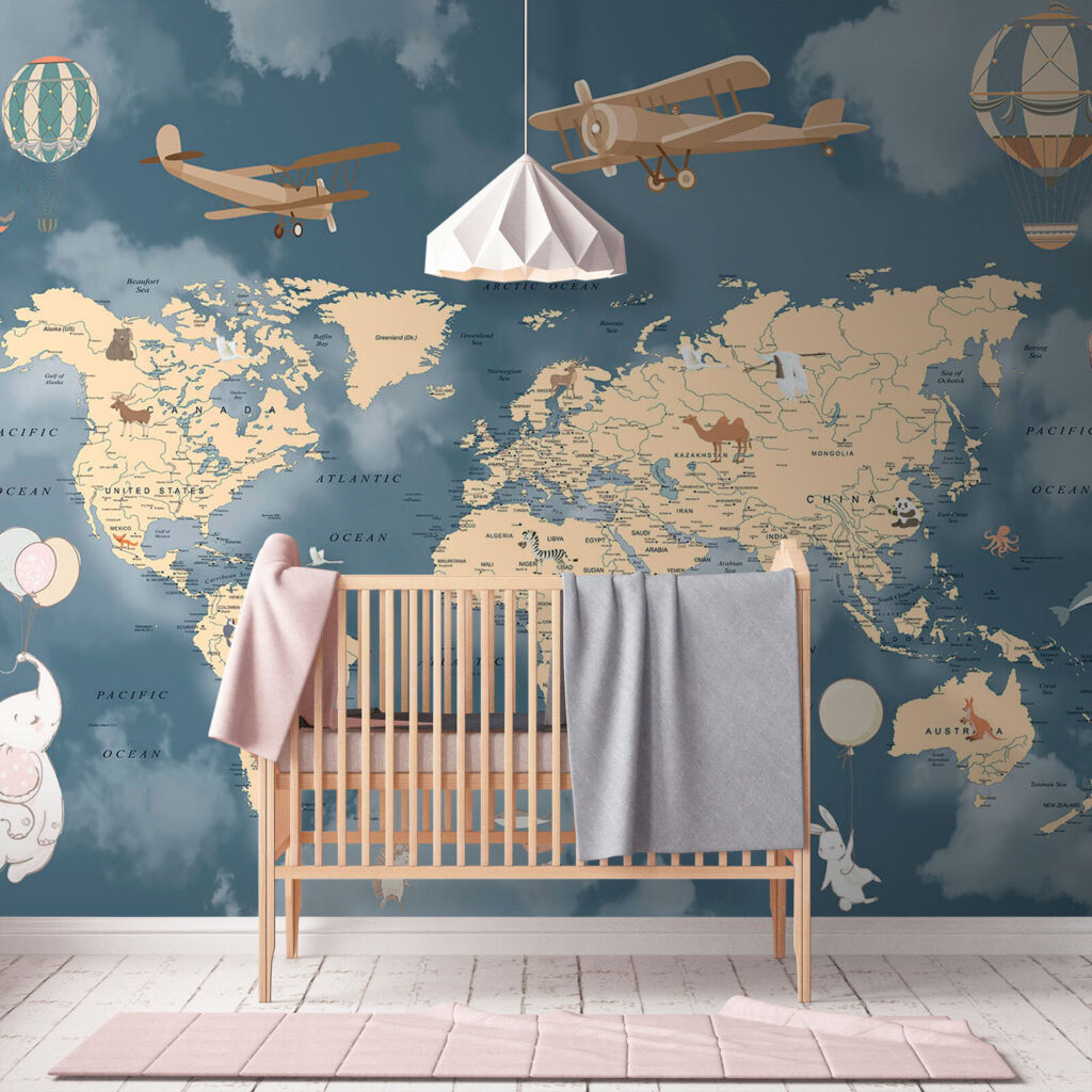 Luchtreizen op oude wereldkaart — interieur 3