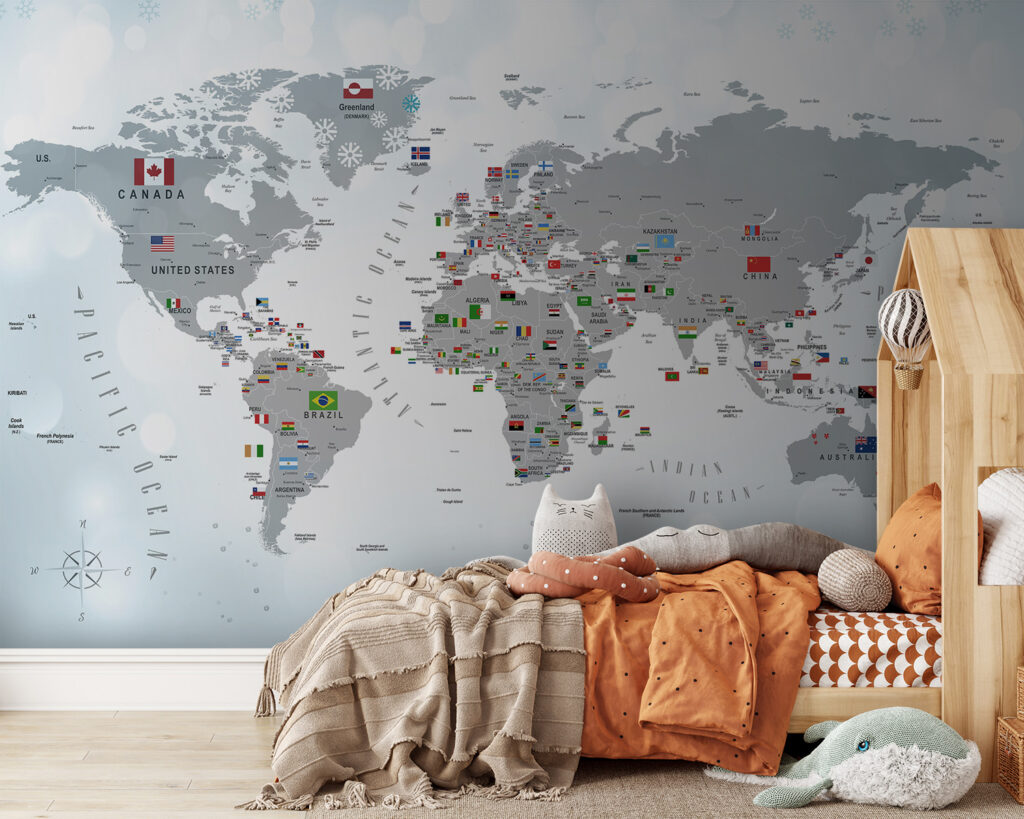 Een wereldkaart vol vlaggetjes — interieur 5