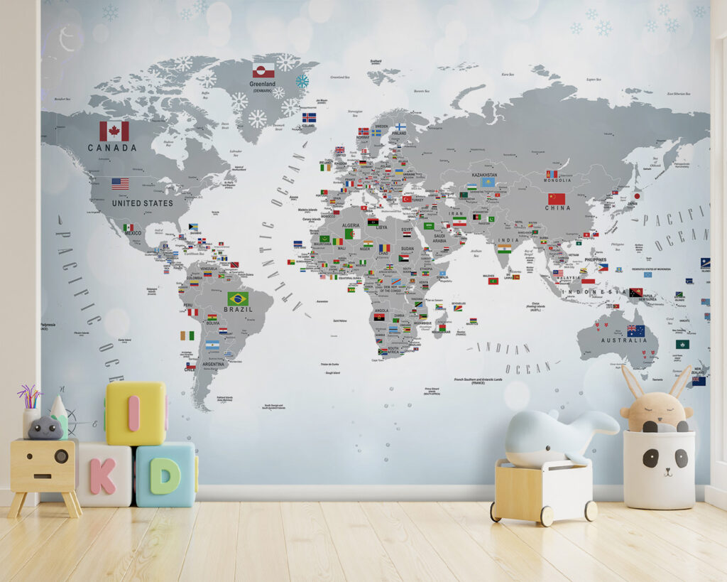 Een wereldkaart vol vlaggetjes — interieur 6