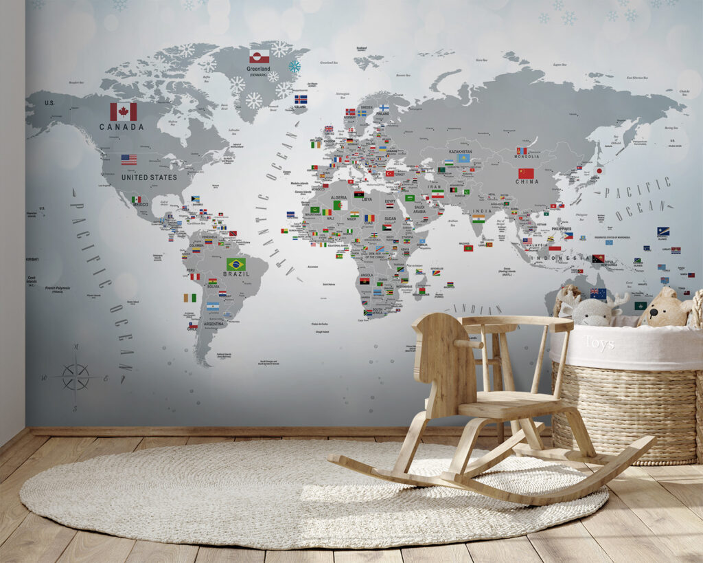 Een wereldkaart vol vlaggetjes — interieur 8