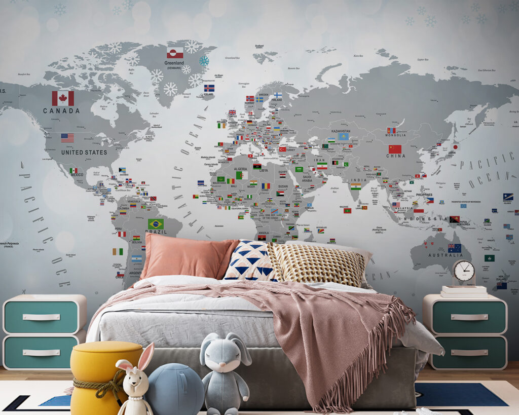 Een wereldkaart vol vlaggetjes — interieur 9