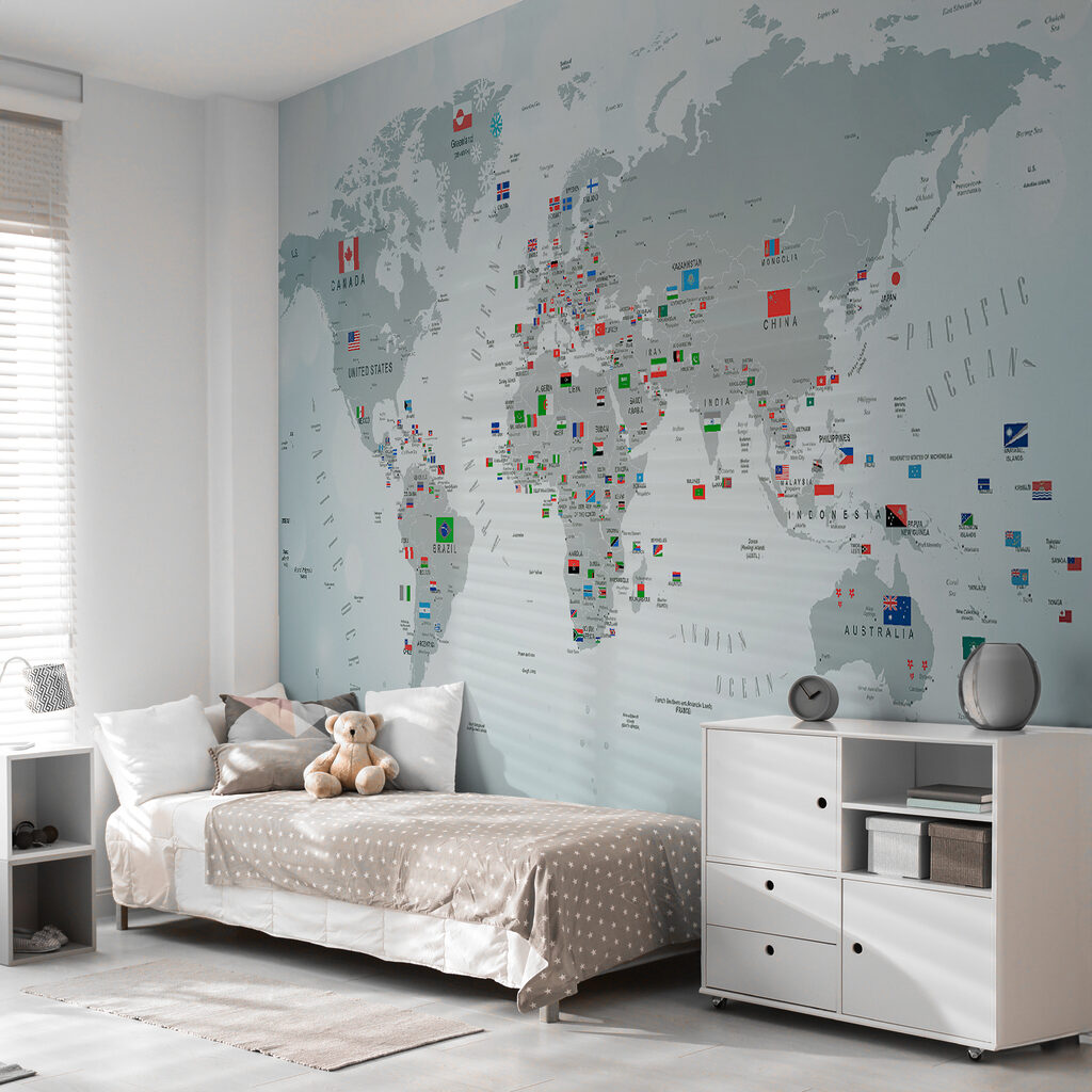 Een wereldkaart vol vlaggetjes — interieur 12