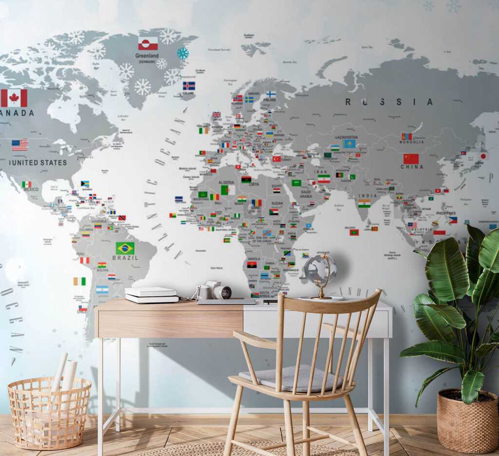 Een wereldkaart vol vlaggetjes — interieur 11