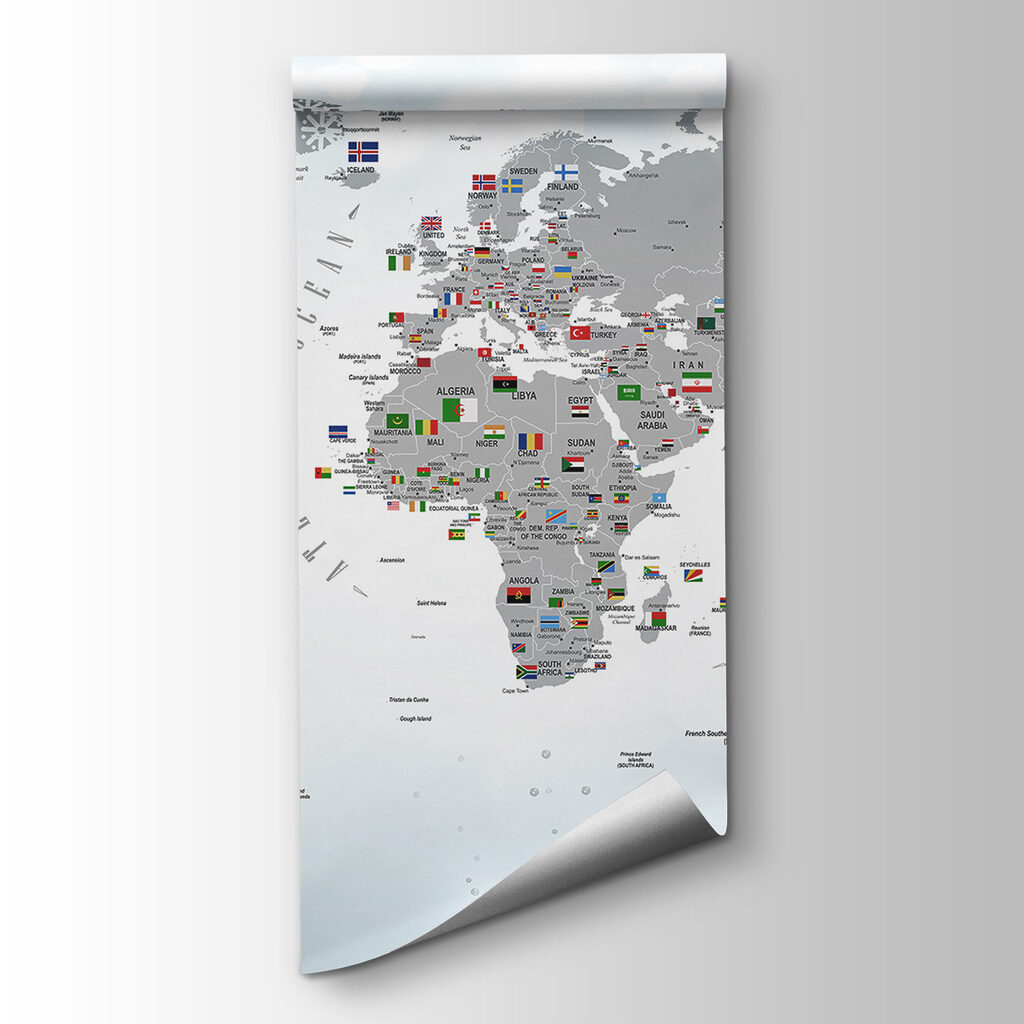 Een wereldkaart vol vlaggetjes — productweergave