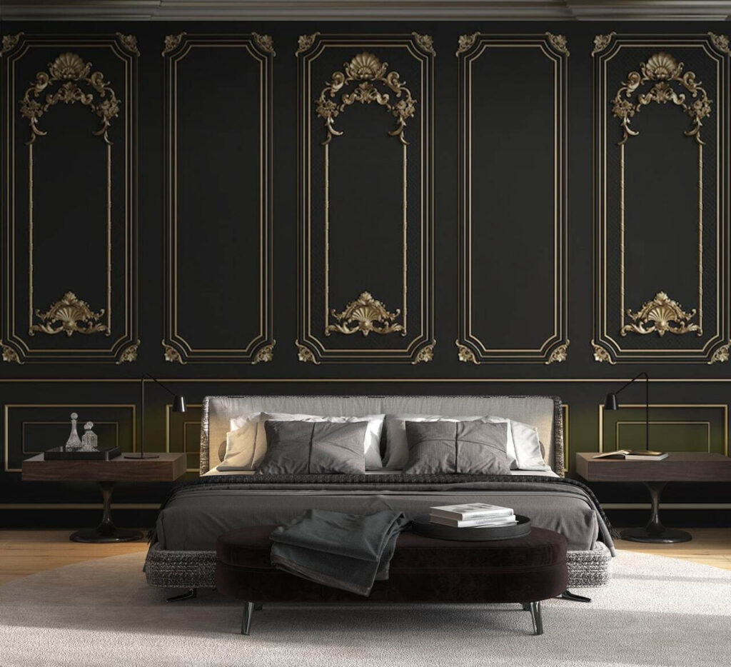 Gouden sierlijsten op zwart — interieur 2