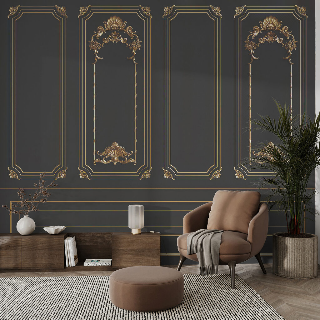 Gouden sierlijsten op zwart — interieur 4