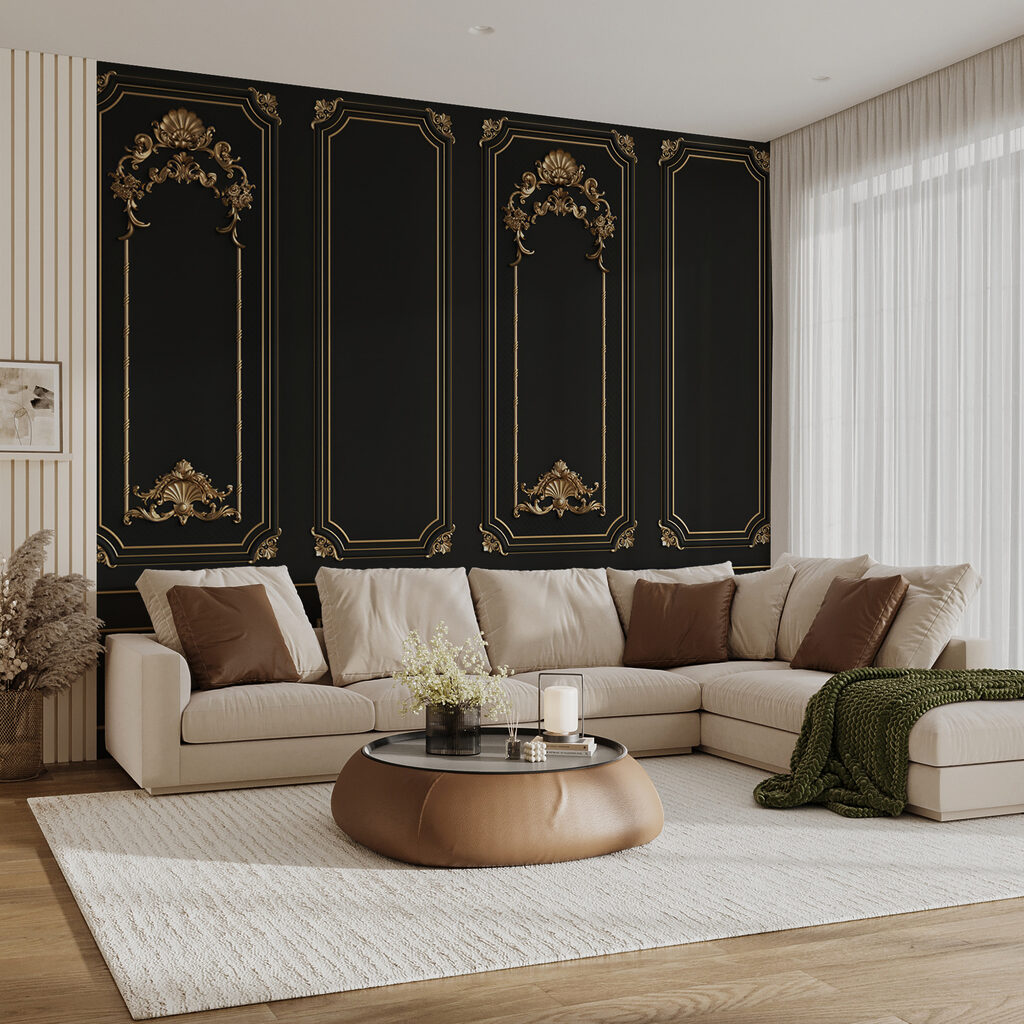 Gouden sierlijsten op zwart — interieur 5