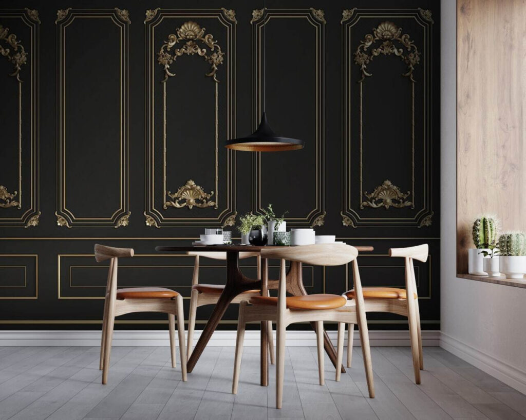Gouden sierlijsten op zwart — interieur 3