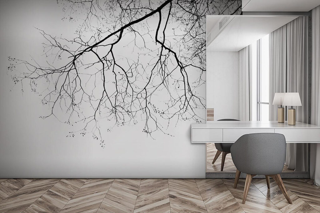 Kale takken tegen winterwit — interieur 2
