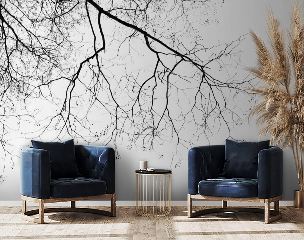 Kale takken tegen winterwit — interieur 3