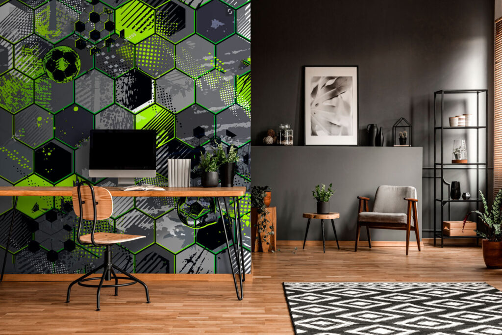 Voetbal in groene zeshoeken — interieur 3