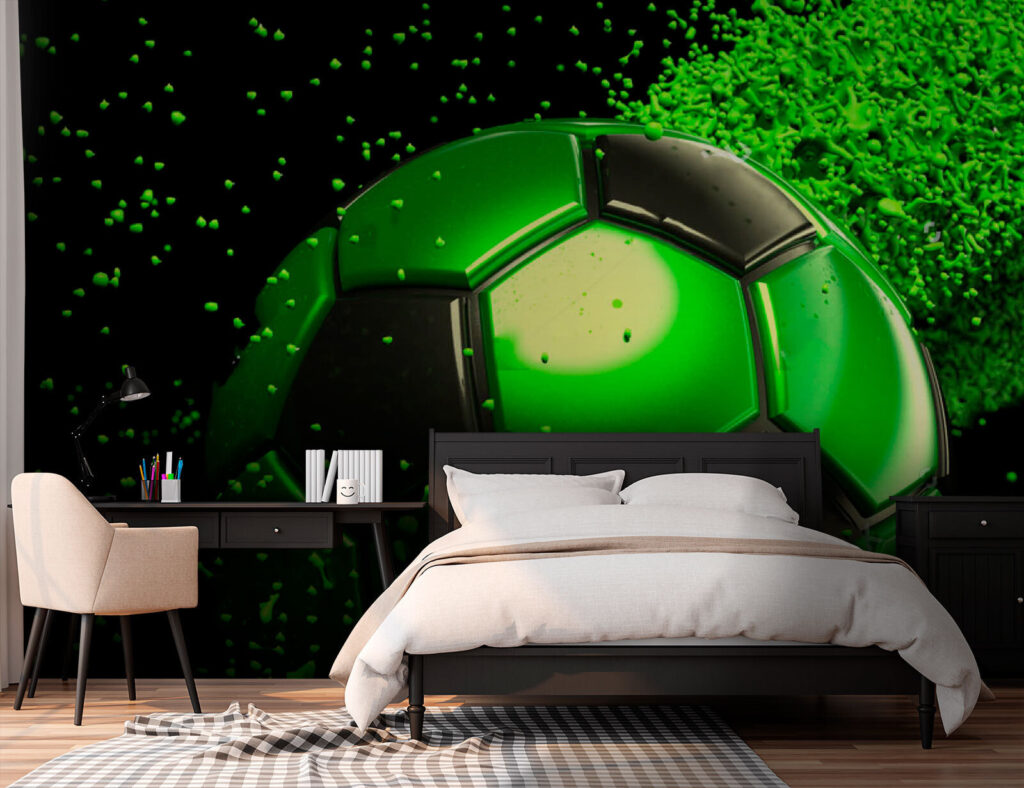 Groene voetbal met verfspatten — interieur 2