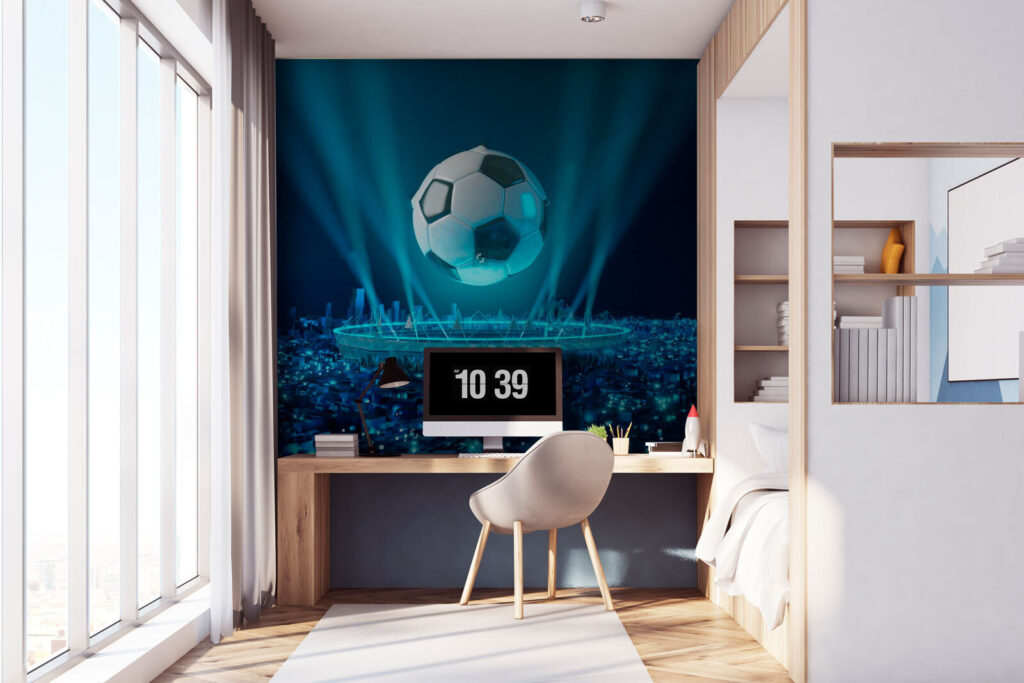 Voetbal boven een lichtstadion — interieur 1