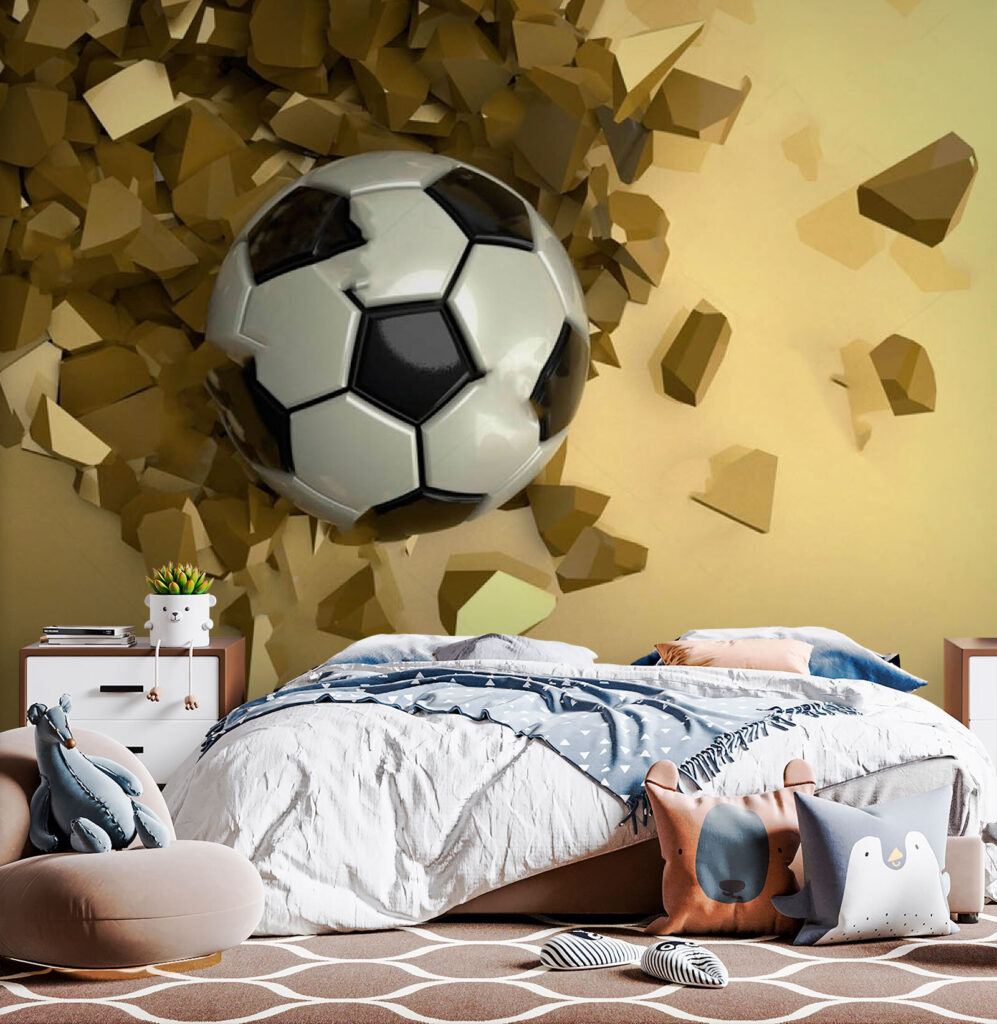 Voetbal door goudgele muur — interieur 1