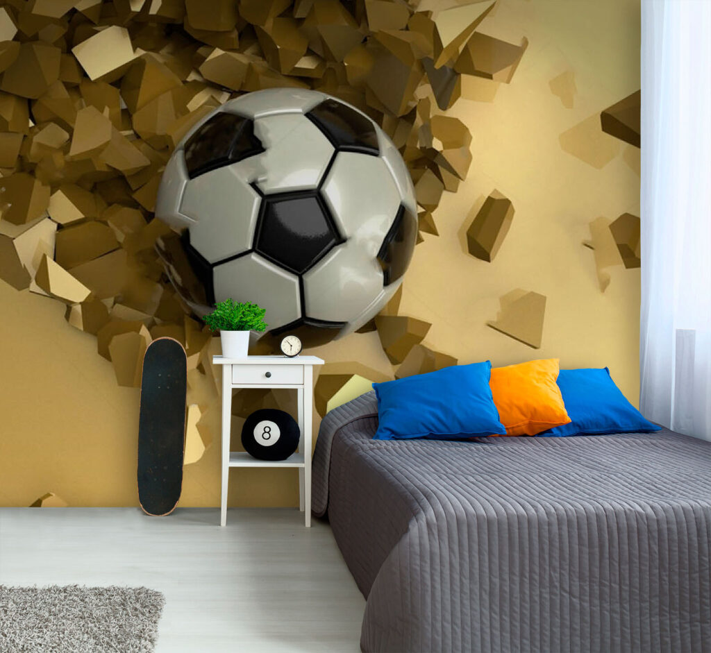 Voetbal door goudgele muur — interieur 2
