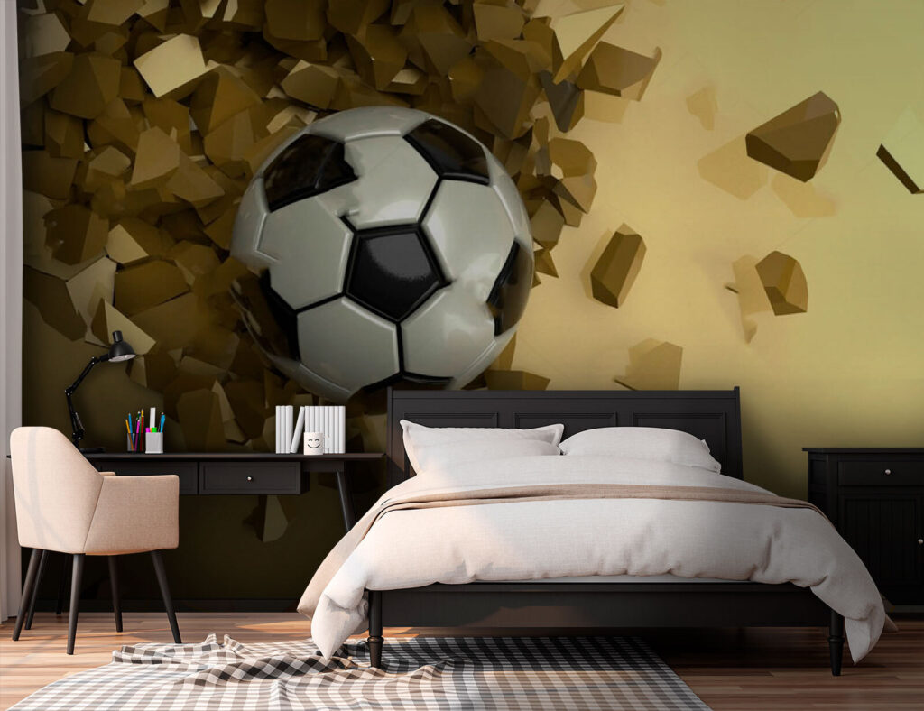 Voetbal door goudgele muur — interieur 3