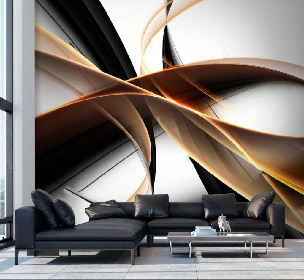 Zwart-witte swirls in een interieur