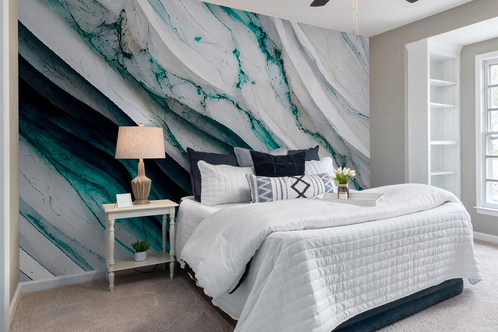 Turquoise aders lopen schuin — interieur 4