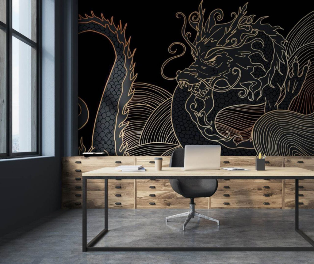 Draak in fijne goudlijnen — interieur 1