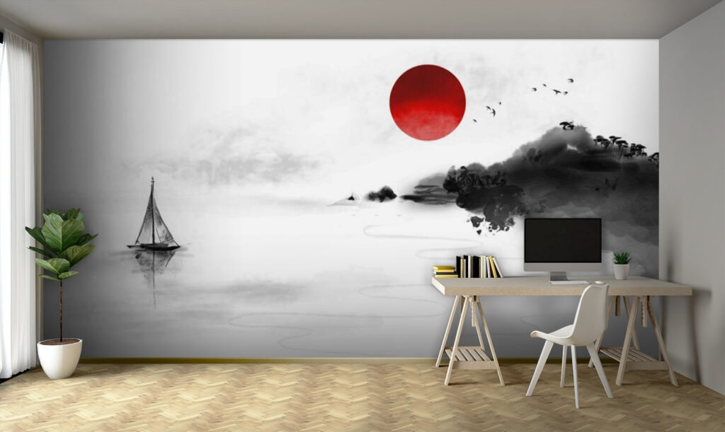Zeilboot onder rode zon — interieur 3