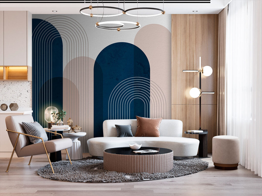 Blauwe en roze kunst — interieur 2