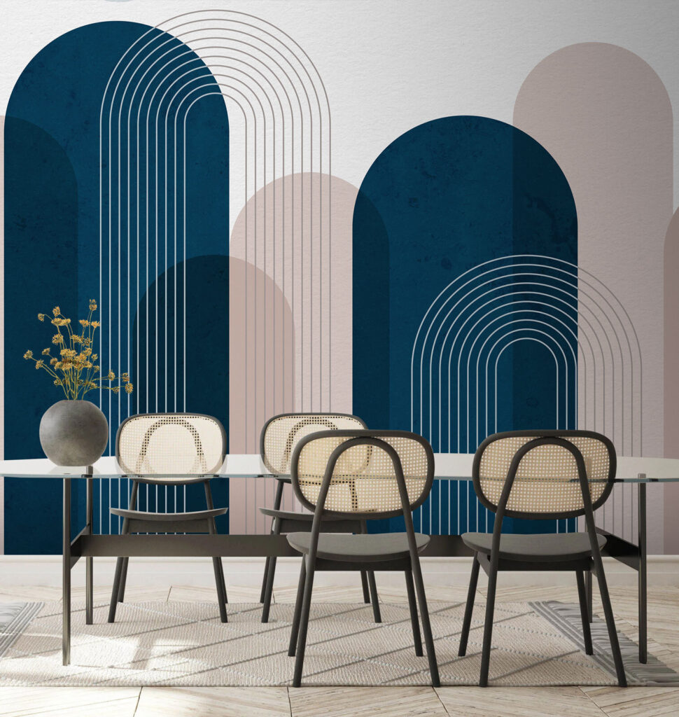 Blauwe en roze kunst — interieur 3