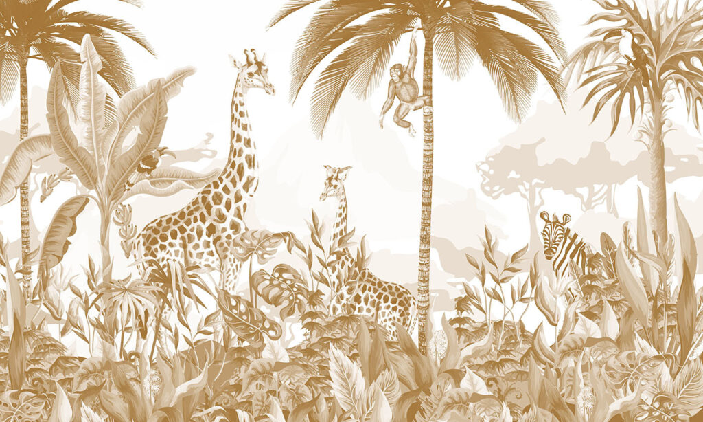 Giraffen in goudkleurig groen — volledig ontwerp
