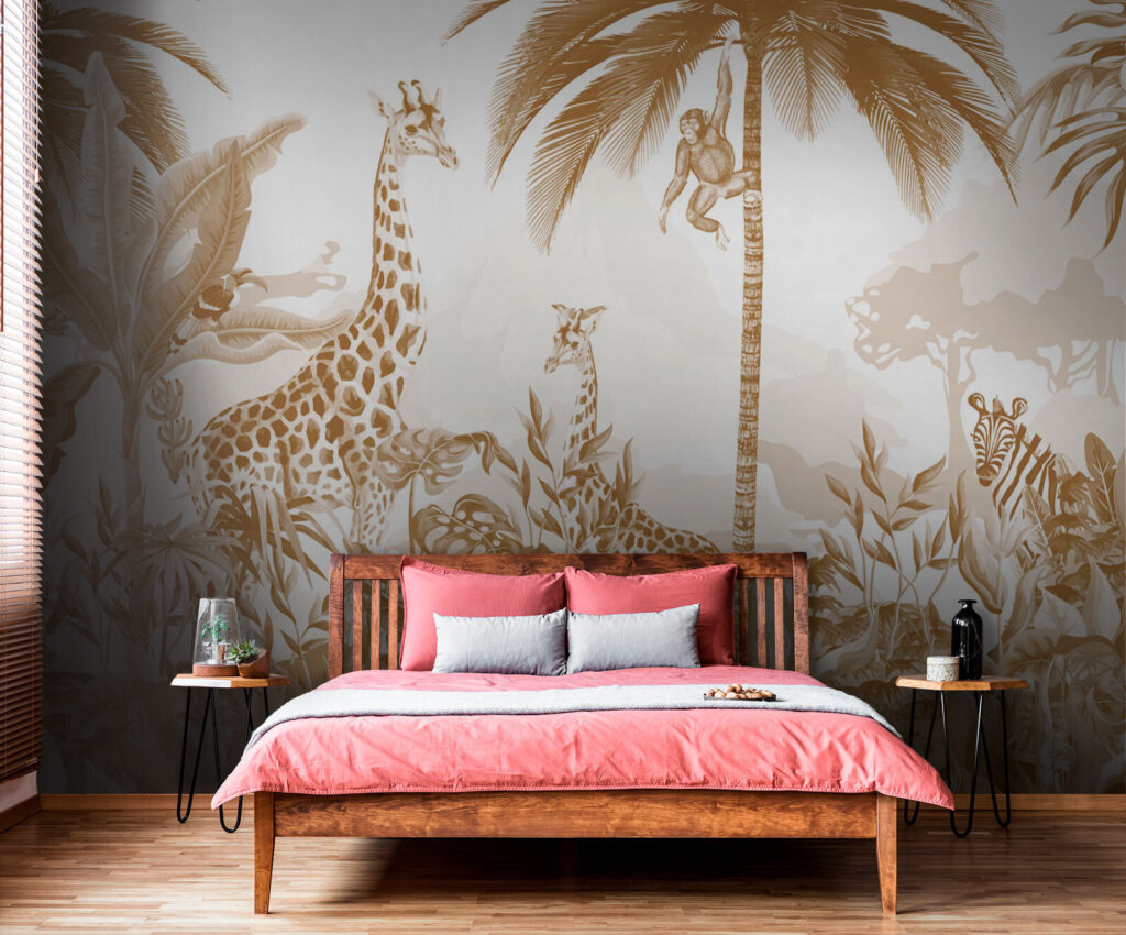 Giraffen in goudkleurig groen — interieur 2