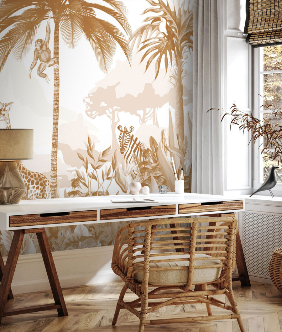 Giraffen in goudkleurig groen — interieur 4