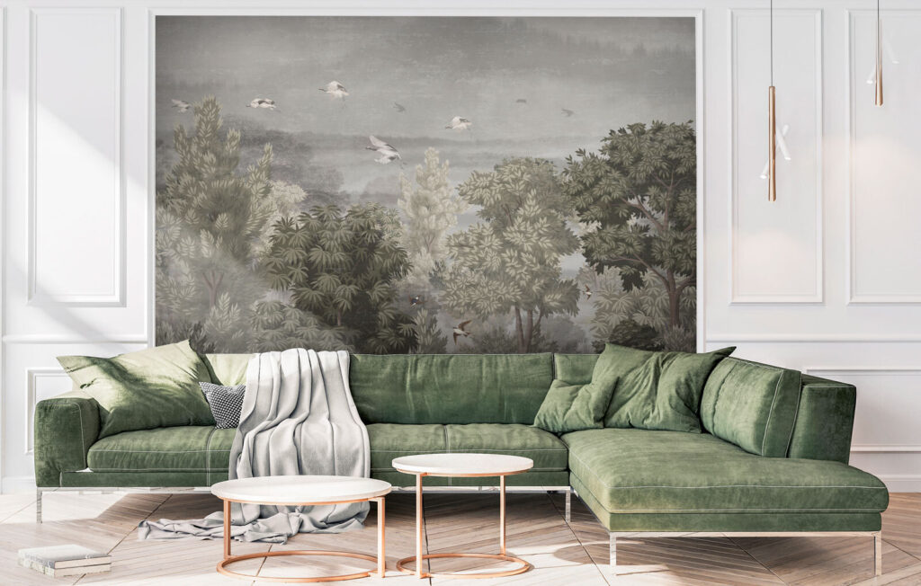 Vogels vliegen over bomen — interieur 4