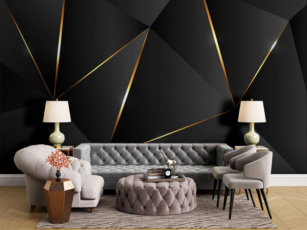 Zwarte facetten met goudranden — interieur 1