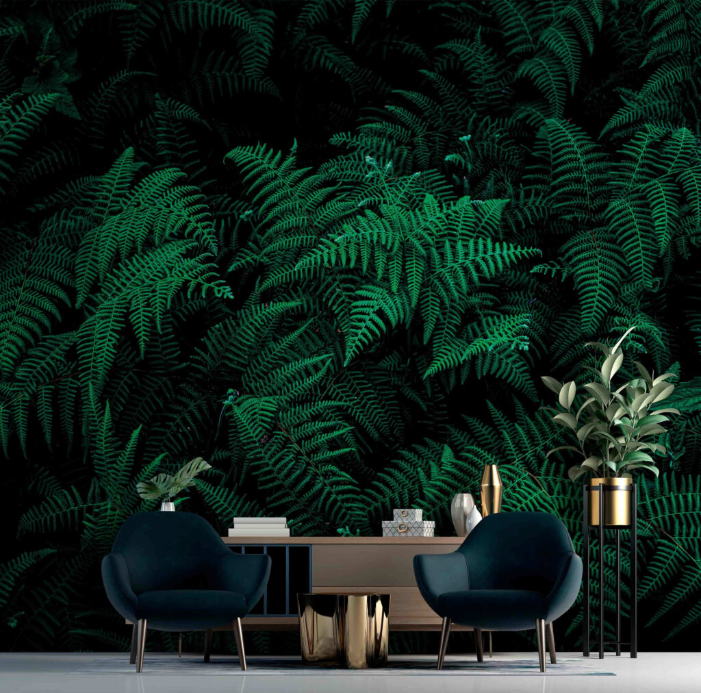 Groene varens in schaduw — interieur 1