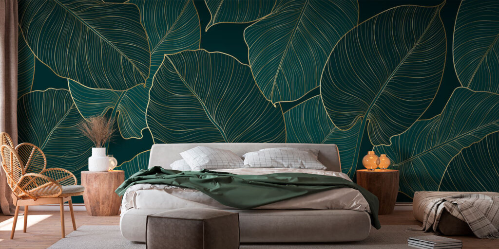 Gouden bladnerven op bosgroen — interieur 1