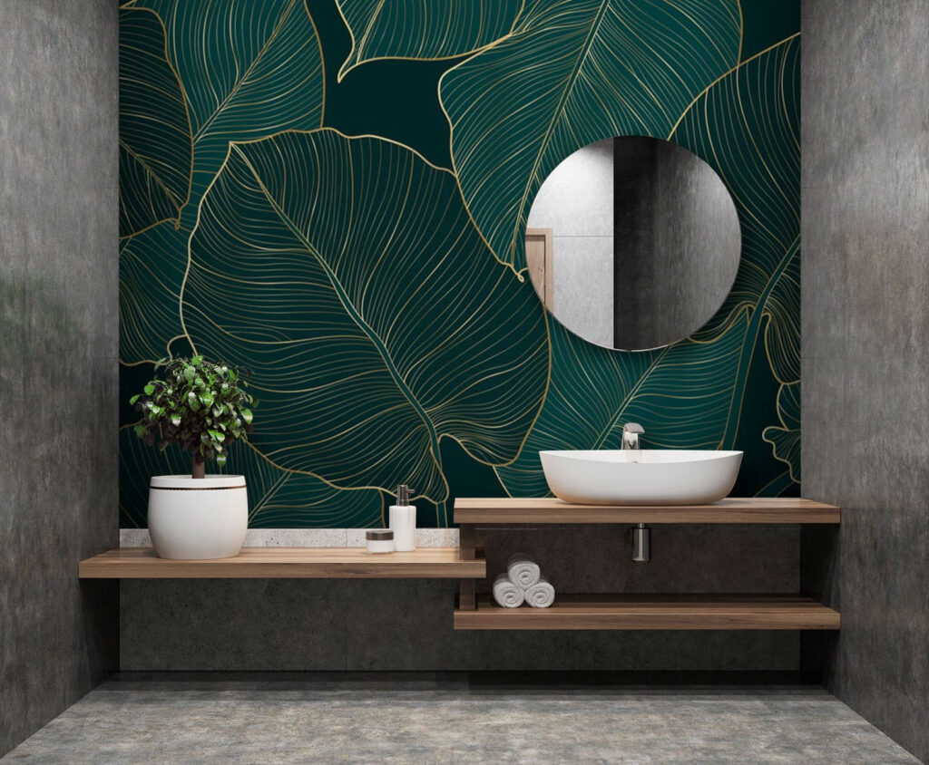 Gouden bladnerven op bosgroen — interieur 3