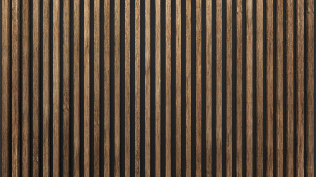 Houten latten, donkere voegen — volledig ontwerp