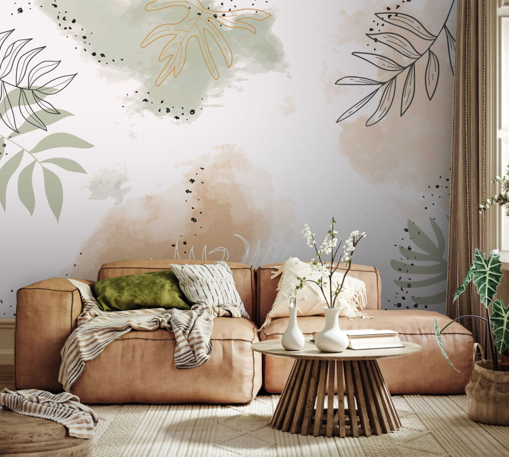 Bladlijnen rond zachte kleurvlekken — interieur 2