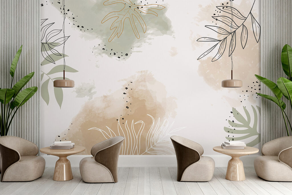 Bladlijnen rond zachte kleurvlekken — interieur 5