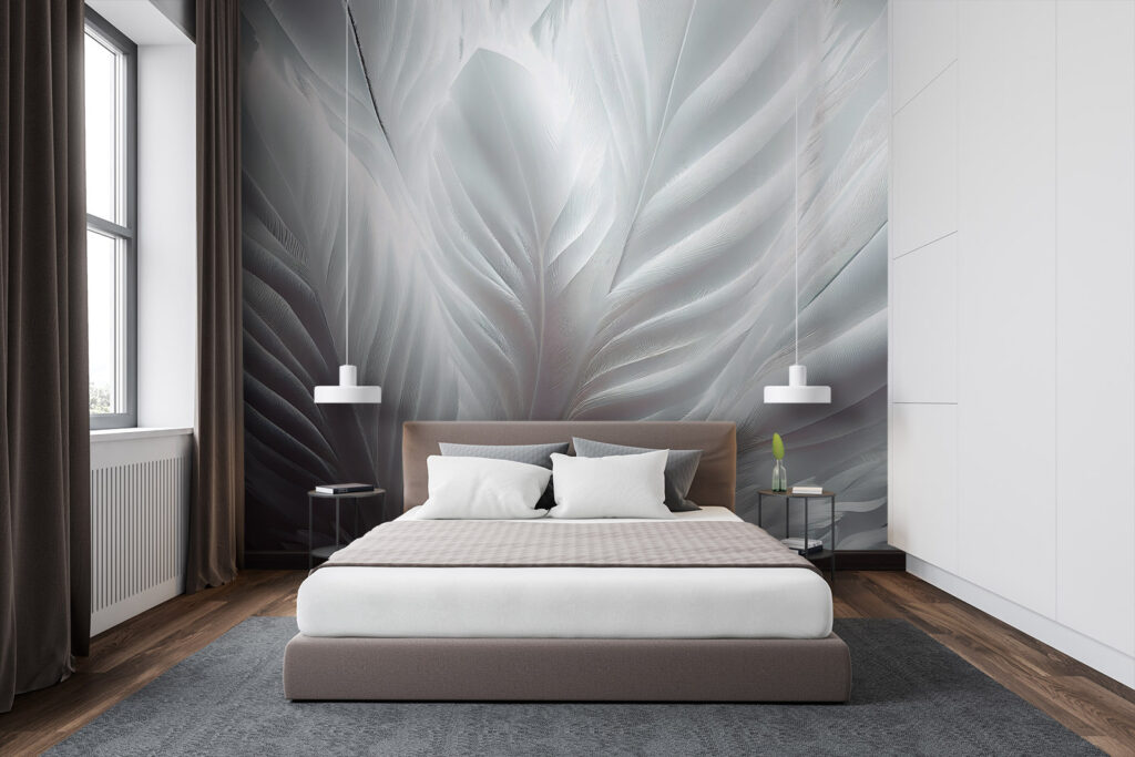 Witte veren in close-up — interieur 1