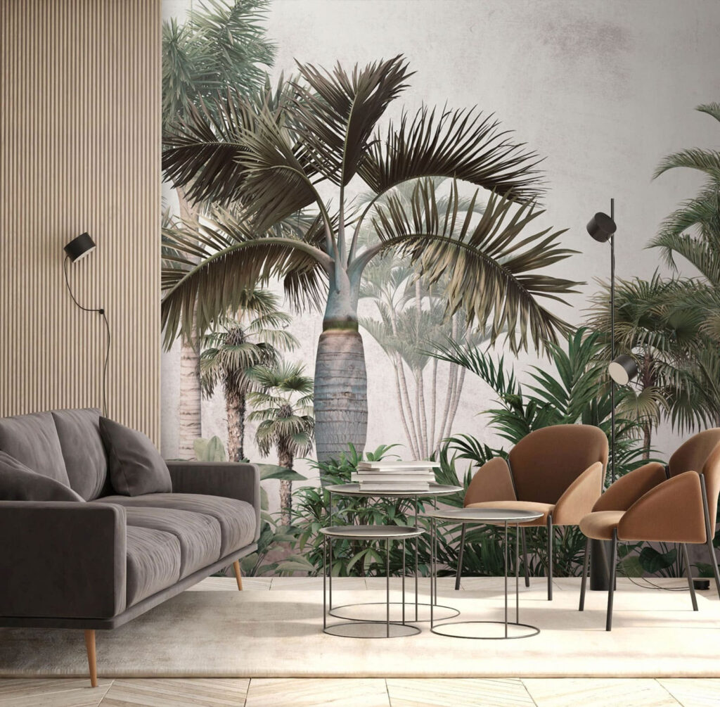 Hoge palmen in nevel — interieur 2