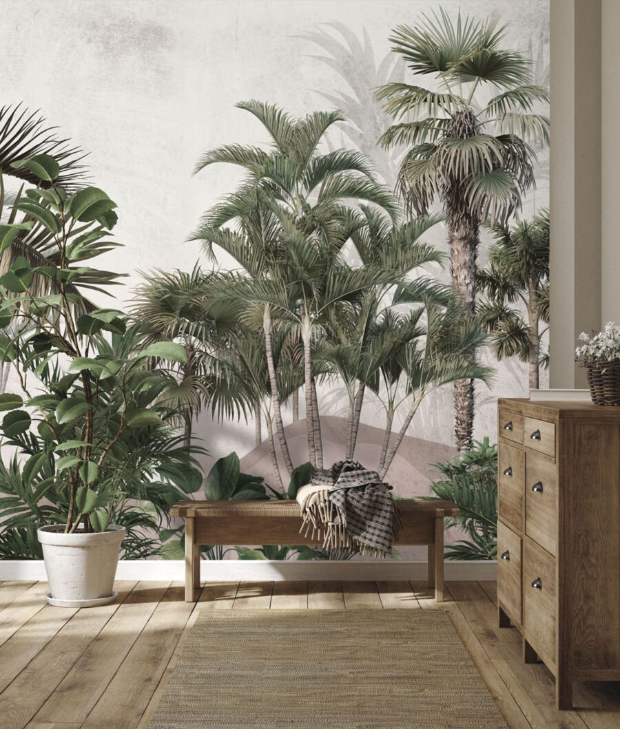 Hoge palmen in nevel — interieur 1