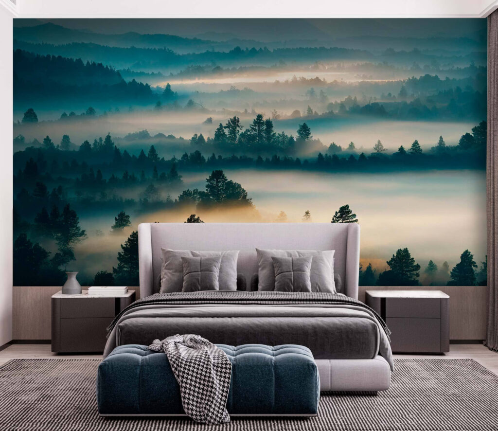 Nevelbanken tussen blauwe bosheuvels — interieur 2