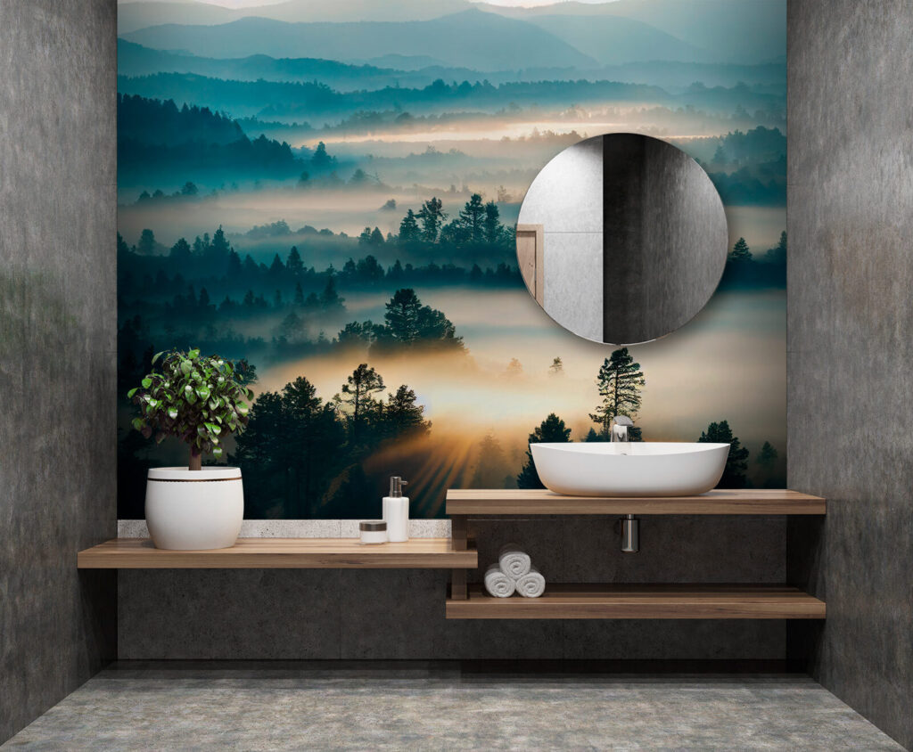 Nevelbanken tussen blauwe bosheuvels — interieur 3