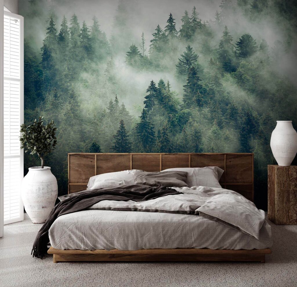 Dennen in witte bosmist — interieur 2