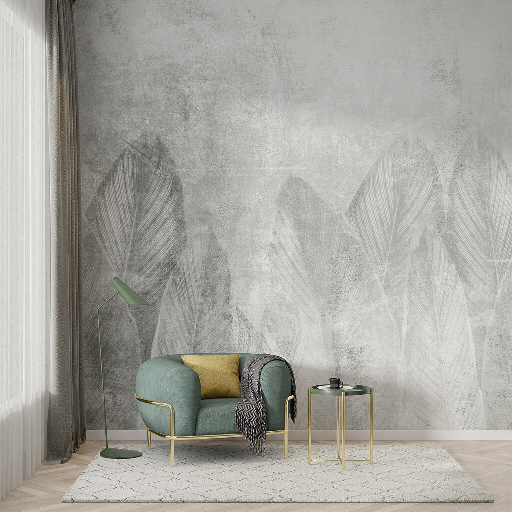 Grote bladeren op grijs — interieur 6