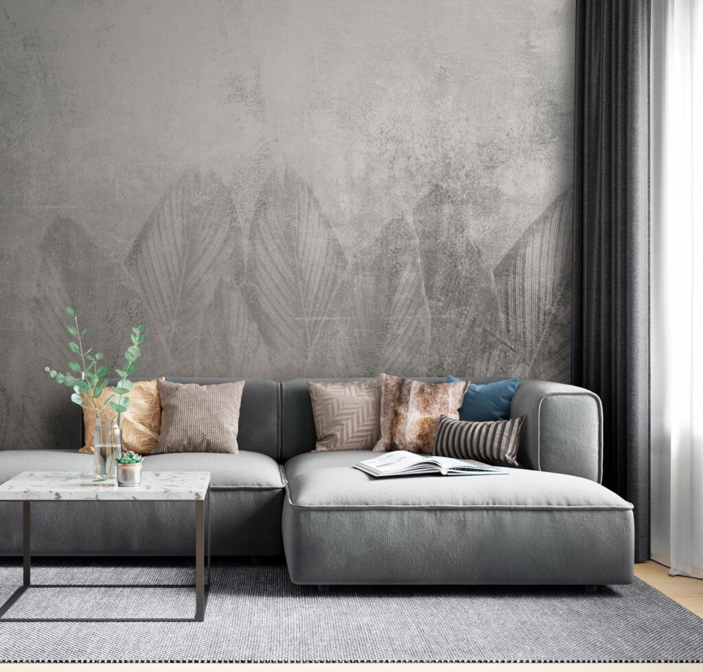 Grote bladeren op grijs — interieur 2